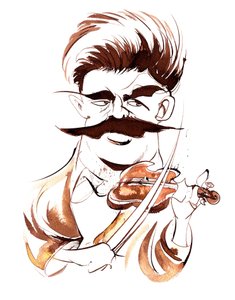 Fritz Kreisler - sepia karikatuur